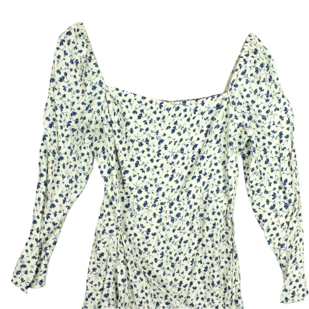 Reformation Rosalie Mini Wrap Dress Sz 12 Long Sleeve Floral Smocked back Boho - Picture 5 of 12
